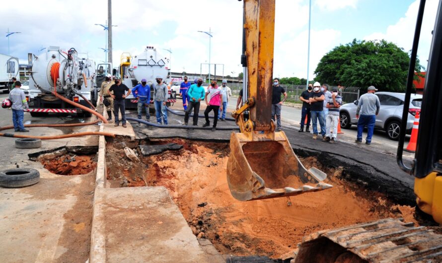 Prefeitura de São Luís e Caema trabalham para corrigir rompimento de trecho da Av. Jerônimo de Albuquerque