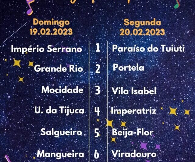 Definida a ordem dos desfiles do Grupo Especial para o carnaval de 2023