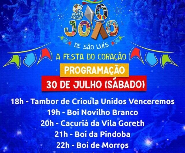 “Arraial na Prefs” encerra programação neste sábado (30), em frente à Prefeitura de São Luís
