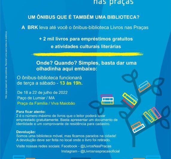 ÔNIBUS BIBLIOTECA “LIVROS NAS PRAÇAS” PARA PAÇO DO LUMIAR