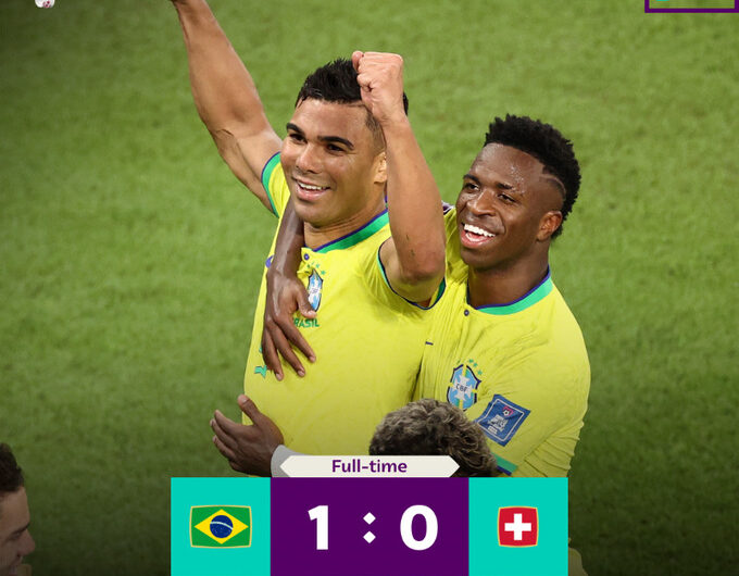 Brasil bate Suiça e se classifica para oitavas da Copa do Catar