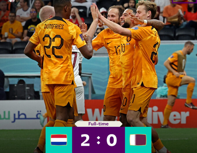 Holanda supera Catar por 2 a 0 para avançar como primeira do Grupo A