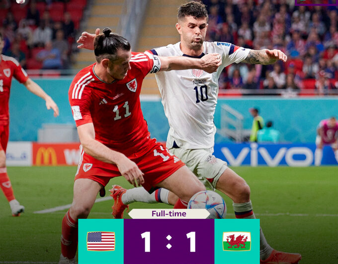 País de Gales e EUA estreiam com empate em 1 a 1 pelo Grupo B
