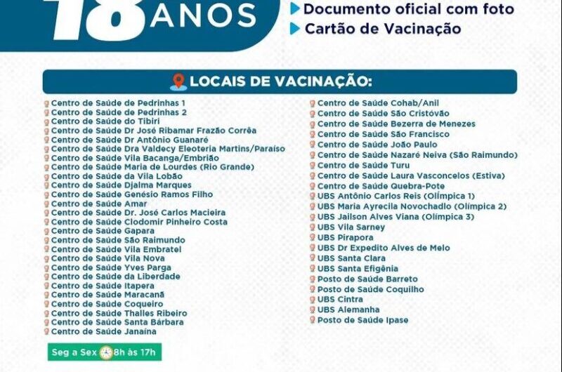 São Luís libera 5ª dose da vacina para 18 anos ou mais nessa quarta-feira (16)