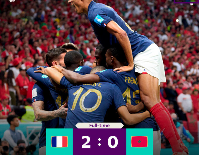 França vence o valente Marrocos por 2 a 0 e avança para sua segunda final de Copa