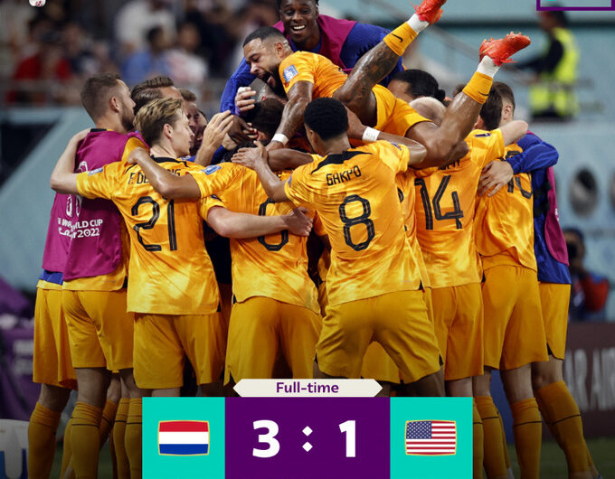 Holanda bate EUA e conquista primeira vaga nas quartas da Copa