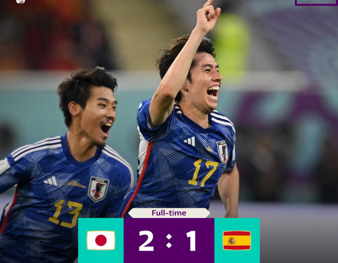 Japão surpreende Espanha e se garante nas oitavas da Copa do Catar