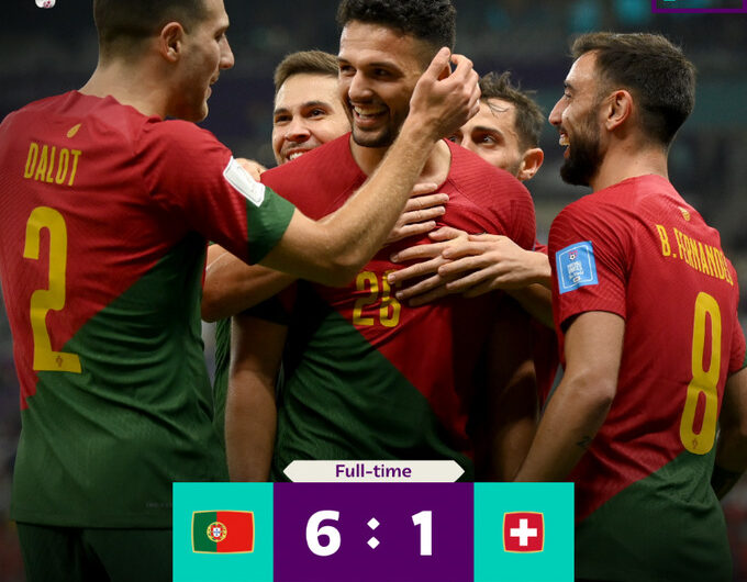 Portugal goleia Suíça por 6 a 1 e está nas quartas da Copa do Catar