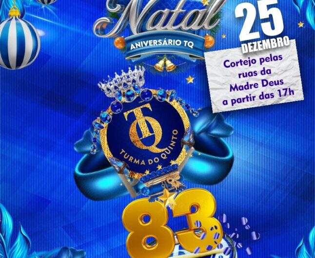 A MADRE DEUS ESTÁ EM FESTA!  83 ANOS DA ESCOLA DE SAMBA TURMA DO QUINTO