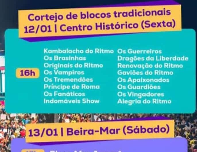 Veja a programação de pré-Carnaval neste fim de semana em São Luís