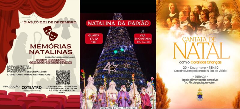 Memórias Natalinas, Natalina da Paixão e Cantata Natalina: participe e se emocione em três espetáculos para celebrar o Natal com arte, cultura e música maranhense! Livre para todas as idades!