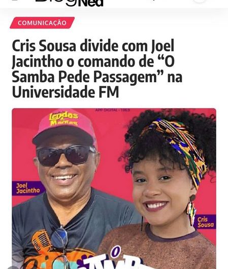 Convidamos você e sua turma de samba, pagode e fundo de quintal para ver, ouvir, curtir e interagir com o programa O Samba Pede Passagem. O nosso encontro é sempre aos sábados, das 12h às 14h, na Universidade FM (106,9 MHz). Apresentação: Cris Sousa e Joel Jacintho!