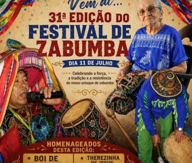 11 de julho, na Av. Newton Bello, no Monte Castelo: 31ª edição do Festival de Zabumba homenageará a pesquisadora e folclorista Terezinha Jansen e o Bumba-meu-Boi de Carutapera.