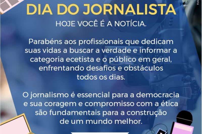 7 de Abril: Dia do Jornalista. Nossos parabéns e agradecimentos às amigas e aos amigos da imprensa que colaboram todos os dias na produção e no envio de notícias ao Blog e ao público em geral!