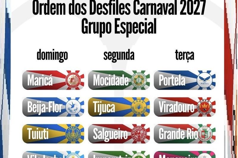 Carnaval 2027: veja a ordem dos desfiles das escolas de samba do Rio de Janeiro