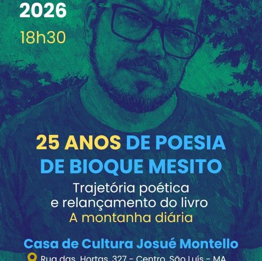 Casa de Cultura Josué Montello recebe a palestra sobre a trajetória poética dos 25 anos de Bioque Mesito