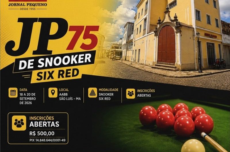 Em setembro, Campeonato JP 75 de Snooker Six Red reunirá os melhores atletas nacionais do esporte, na AABB-São Luís