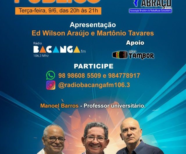 Diálogos Baixadeiros: Nesta terça-feira, 9 de junho, Podcast Espaço Público recebe o professor Manoel Barros, doutor em História pela Universidade Federal do Maranhão.