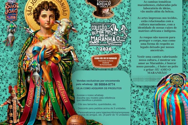 Último lote: Adquira até sexta-feira, 12, Dia dos Namorados, a sua camiseta no Laboratório de Ideias Caoca X e brinque as festas juninas com arte e criatividade. Juntos, vamos torcer pelo Brasil com a força da nossa cultura popular!