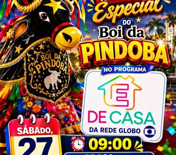 Cultura do Maranhão: Isso a Globo Mostra! Neste sábado, 27 de Junho, o Boi da Pindoba fará participação especial no Programa É de Casa. Apresentação ao vivo e a cores, direto da Praça Nauro Machado, em São Luís!