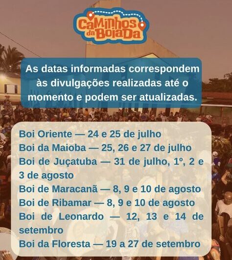 Tem mais festa junina na Ilha! Veja a programação dos Caminhos da Boiada.