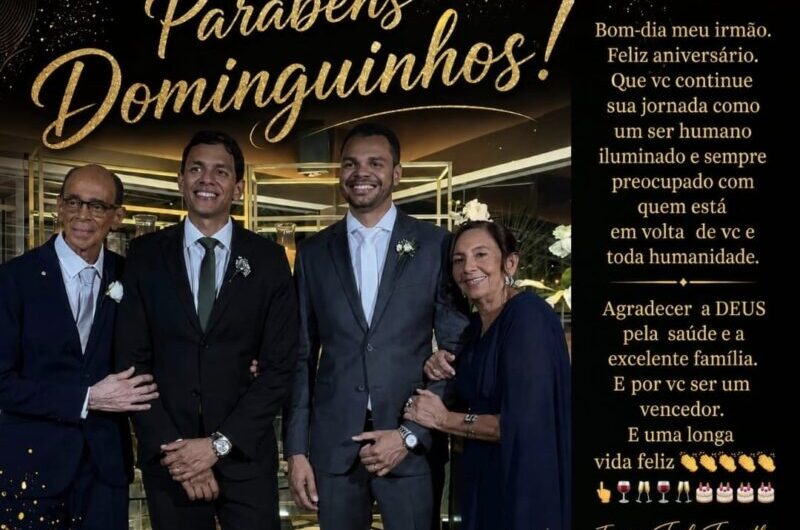 Parabéns, Dominguinhos! Um grande irmão, pai, amigo e um sábio conselheiro de todas as horas! Saúde e bênçãos renovadas! Vida longa e feliz aniversário!