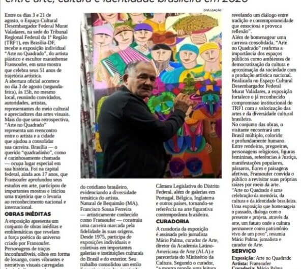 Fransoufer celebra 51 anos de artes visuais com grande exposição nacional. Leia na reportagem do Jornal Pequeno.
