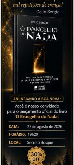 Convite do primeiro livro do Jornalista Célio Sérgio, que terá lançamento no dia 27 deste mês, pela editora Benjamim.