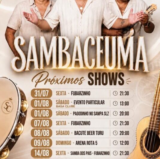 Sambaceuma divulga agenda de shows! Já começa, nesta sexta-feira! Bora curtir, sambar e levar a vida na palma da mão!