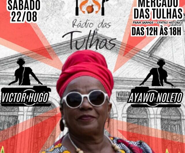 Célia Sampaio é a artista homenageada deste sábado (22) na Rádio das Tulhas, a tertúlia semanal comandada pelos djs Ayawo Noleto e Victor Hugo, que acontece de meio-dia às 18h, na Feira da Praia Grande, com entrada franca e cachê colaborativo. Não perca!