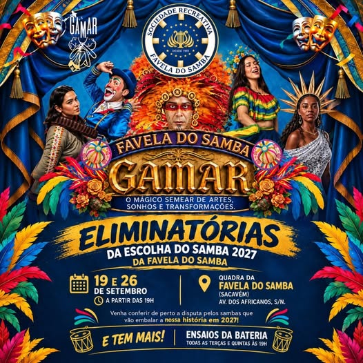 Diretoria da Favela do Samba apresenta, neste sábado,  as propostas inscritas no Concurso para escolha do samba-enredo da Escola, para o Carnaval 2027.