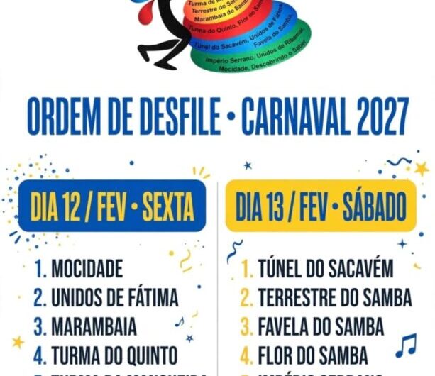 LIESMA define calendário dos desfiles das escolas de samba de São Luís,  para 2027