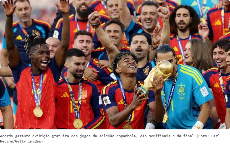 Netflix compra direitos da Copa do Mundo de 2030. O torneio será realizado em conjunto por Espanha, Portugal e Marrocos, e a plataforma exibirá ao vivo as 104 partidas da competição