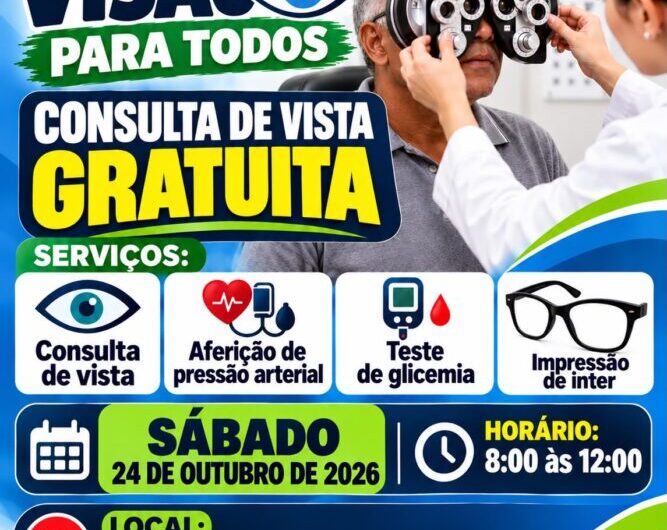 Turma do Quinto: Atenção Nação Madre Deus! Neste sábado, 24 de outubro, tem Projeto Visão para Todos, com consultas oftalmológicas gratuitas, teste de glicema, aferição de pressão arterial e impressão de inter